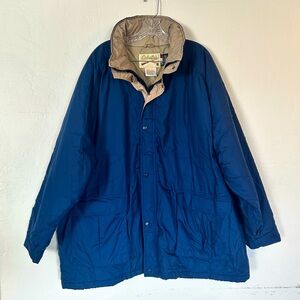 Cabela’s Men’s Jacket, Blue with Tan interior, size 3XL